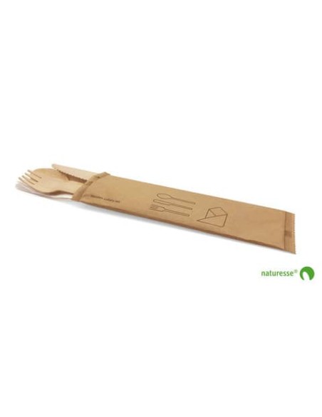 Forchetta  in legno con tovagliolo avano