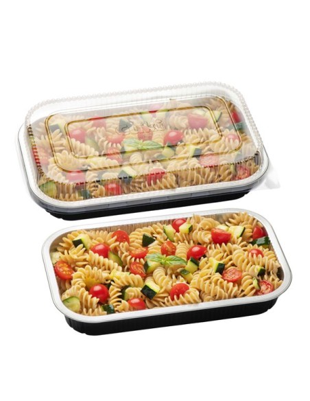 Contenitore in alluminio microndabile con coperchio 4 porzioni