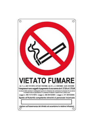 Cartello segnalatore - 27x43 cm - VIETATO FUMARE