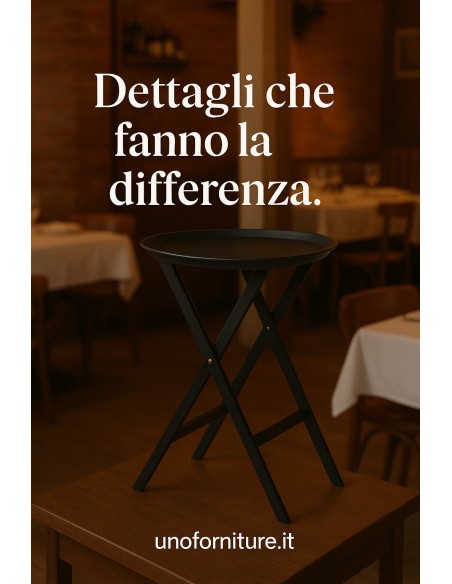 Eleganza funzionale: alzata porta piatti in legno nero per ambienti raffinati
