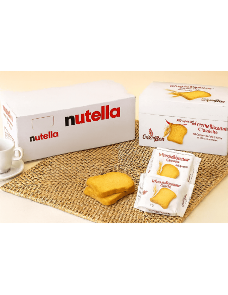 Kit Colazione Hotel – Nutella + GrissinBon | 120 Porzioni Nutella + 48 Confezioni Fette Biscottate