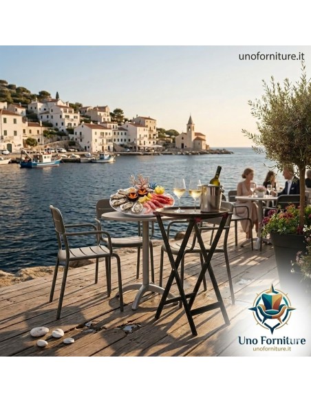 Cavalletto Portavassoio Pieghevole Nero Supporto Vassoio Bar Pub Catering