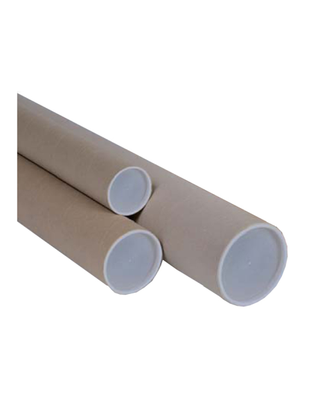Tubo in cartone avana - doppio tappo trasparente - altezza 50 cm - Ø 10 cm