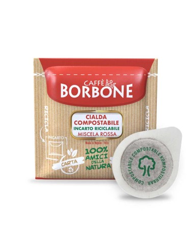 Cialde Borbone miscela rossa in carta compostabili