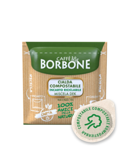 Cialde Borbone miscela verde decaffeinato in carta compostabili